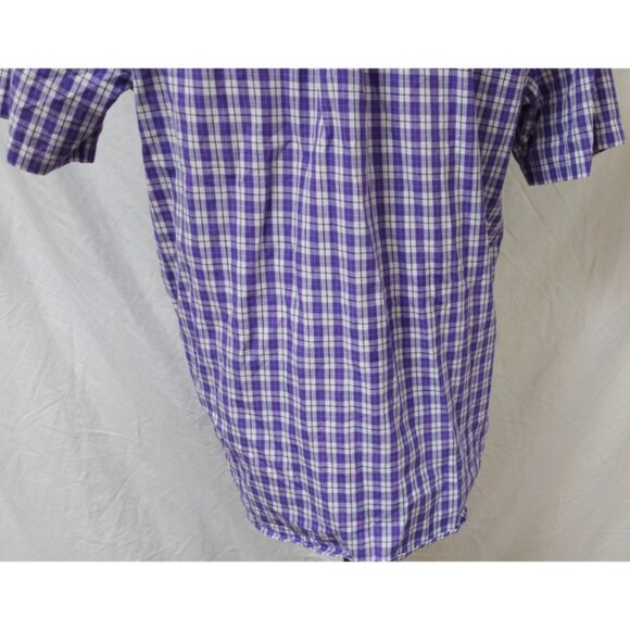 Chaps Easy Care Mens Large Purple Check Short Sleeve Button Down Logo Shirt - Picture 9 of 10